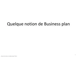quelque notion de business plan