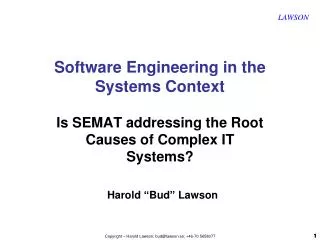 Software Engineering in the Systems Context