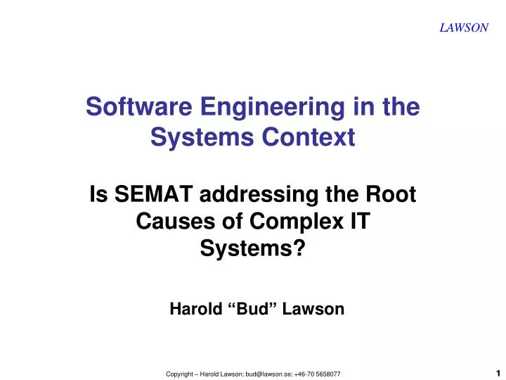 software engineering in the systems context