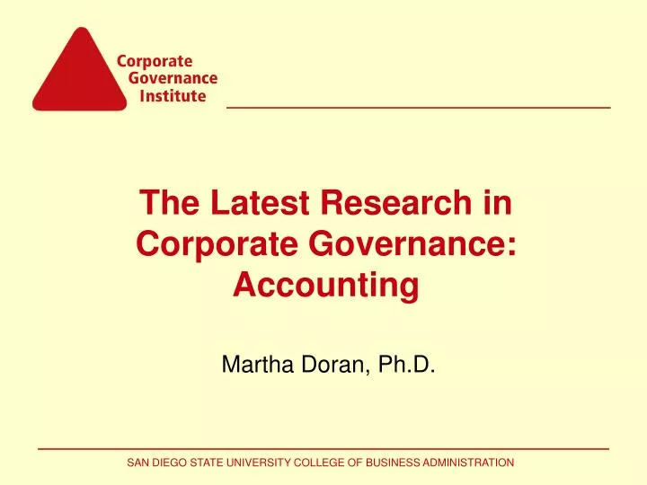 the latest research in corporate governance accounting