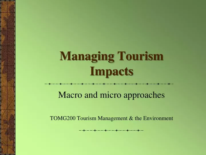 managing t ourism i mpacts