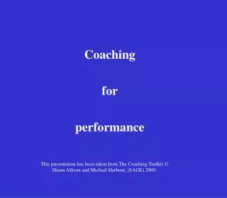 Coaching for performance