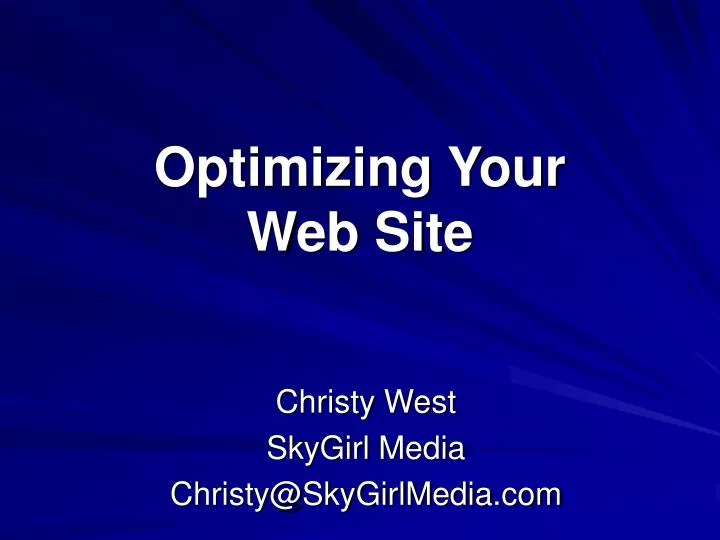 optimizing your web site