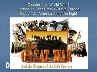 Chapter 24: World War I Section 1: War Breaks Out in Europe Section 2: America Joins the Fight