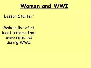 Women and WWI