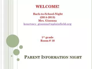 Parent Information night