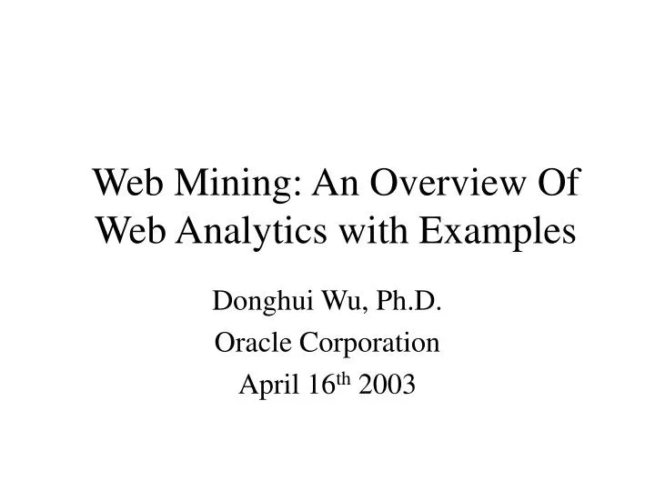 web mining an overview of web analytics with examples