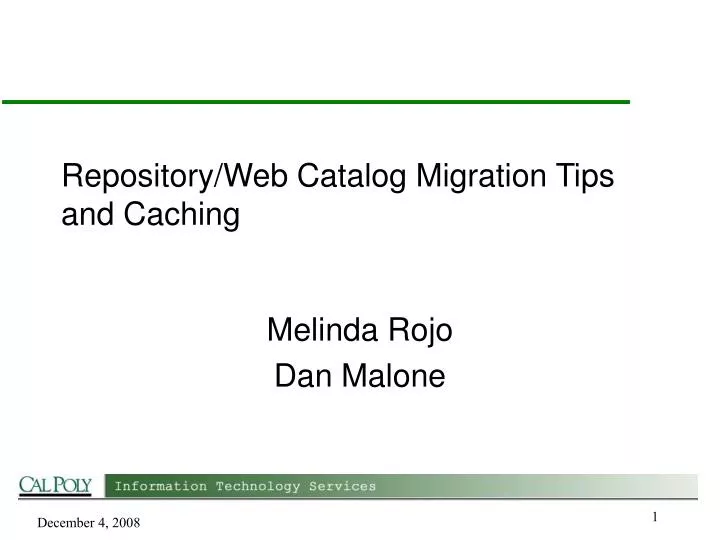 repository web catalog migration tips and caching