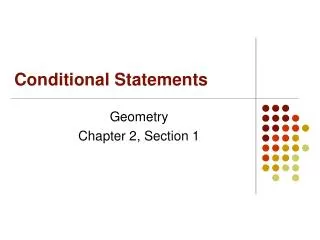 Conditional Statements