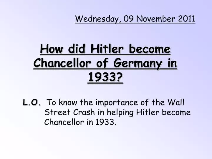 how did hitler become chancellor of germany in 1933