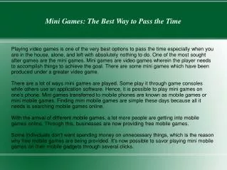 Mini Games: The Best Way to Pass the Time