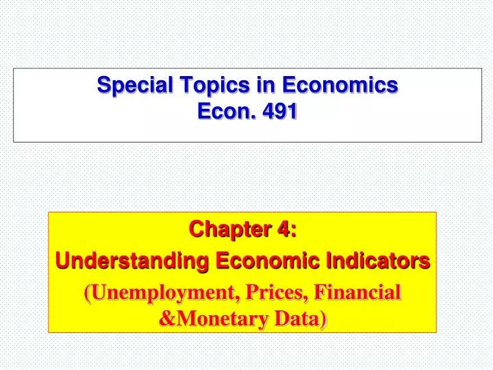 special topics in economics econ 491