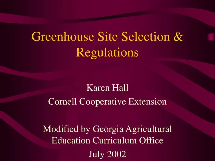 greenhouse site selection regulations
