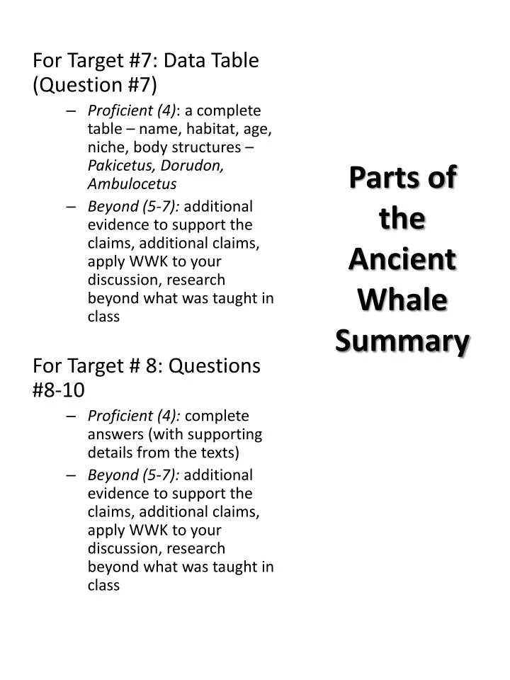 parts of the ancient whale summary