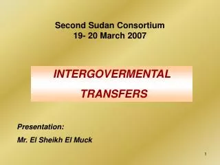 Second Sudan Consortium 19- 20 March 2007
