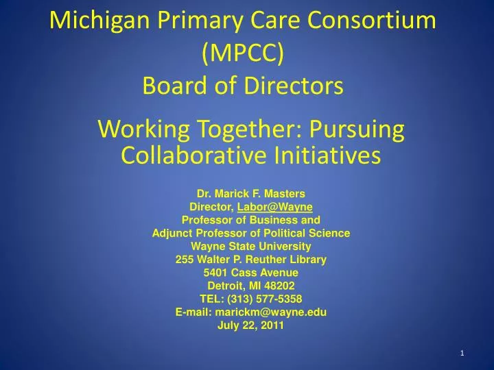 michigan primary care consortium mpcc board of directors
