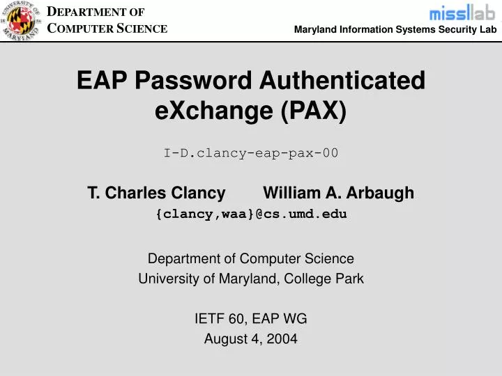 eap password authenticated exchange pax