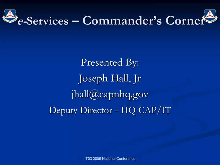 e services commander s corner