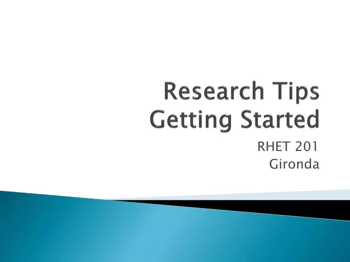 research tips getting started