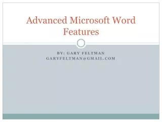 Advanced Microsoft Word Features