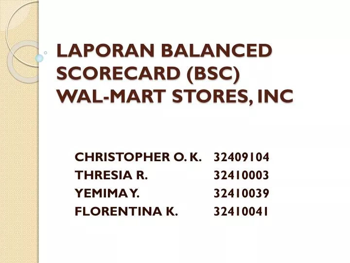laporan balanced scorecard bsc wal mart stores inc