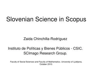 Slovenian Science in Scopus