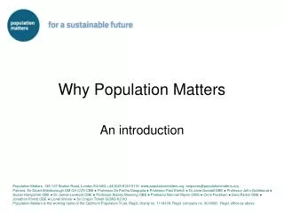 Why Population Matters