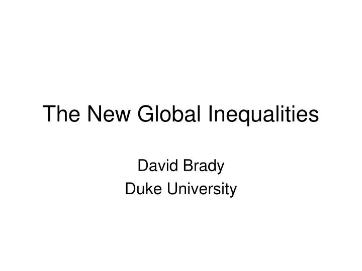 the new global inequalities