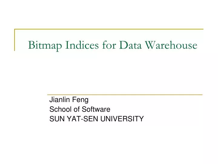 bitmap indices for data warehouse