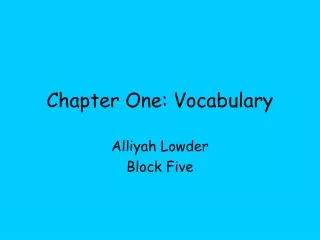 Chapter One: Vocabulary