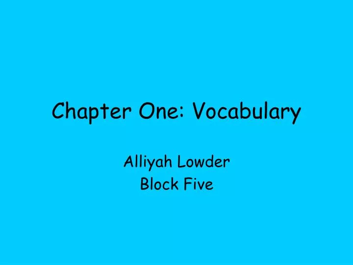 chapter one vocabulary