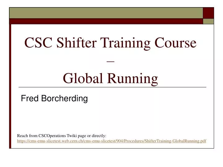 csc shifter training course global running