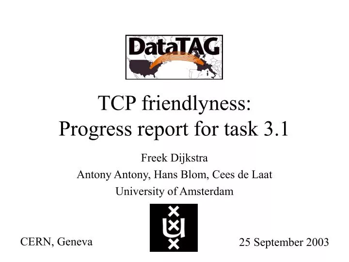 tcp friendlyness progress report for task 3 1