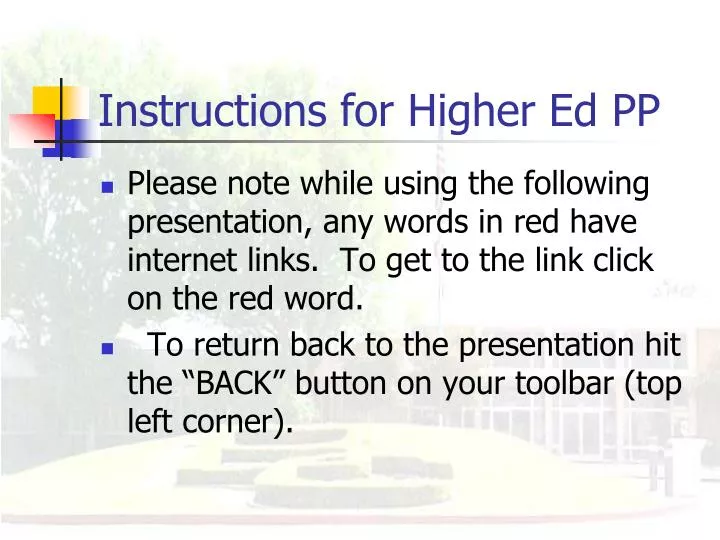 instructions for higher ed pp