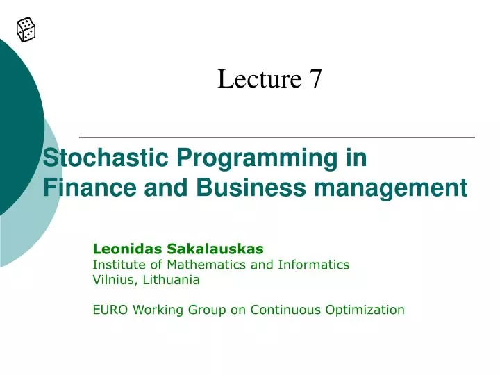 stochastic programming in finance and business management