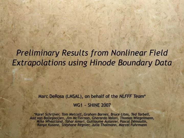 preliminary results from nonlinear field extrapolations using hinode boundary data