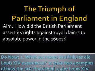 The Triumph of Parliament in England