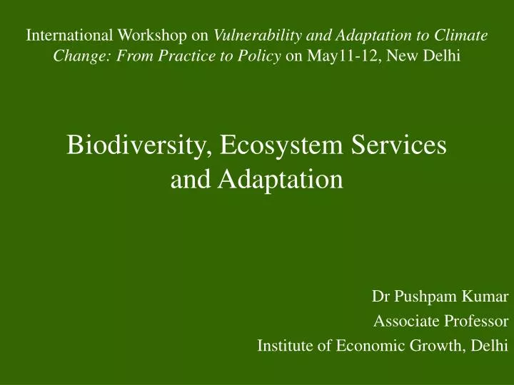 biodiversity ecosystem services and adaptation