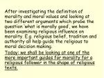 The Role of Religious Texts in Morality - slide 1