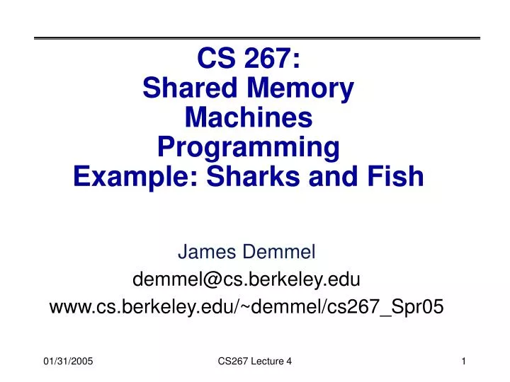 cs 267 shared memory machines programming example sharks and fish
