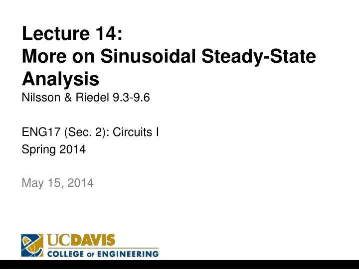 lecture 14 more on sinusoidal steady state analysis nilsson riedel 9 3 9 6