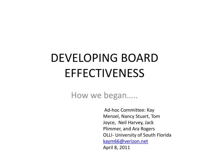 developing board effectiveness