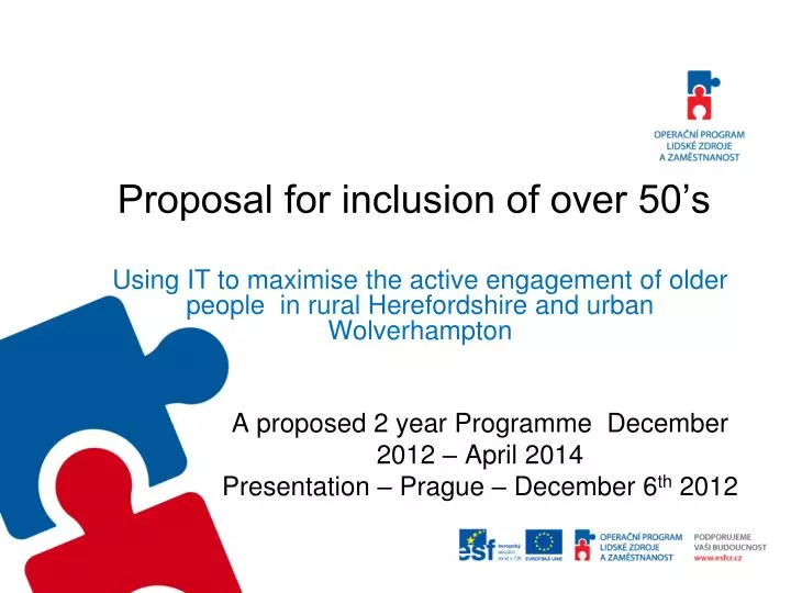 proposal for inclusion of over 50 s