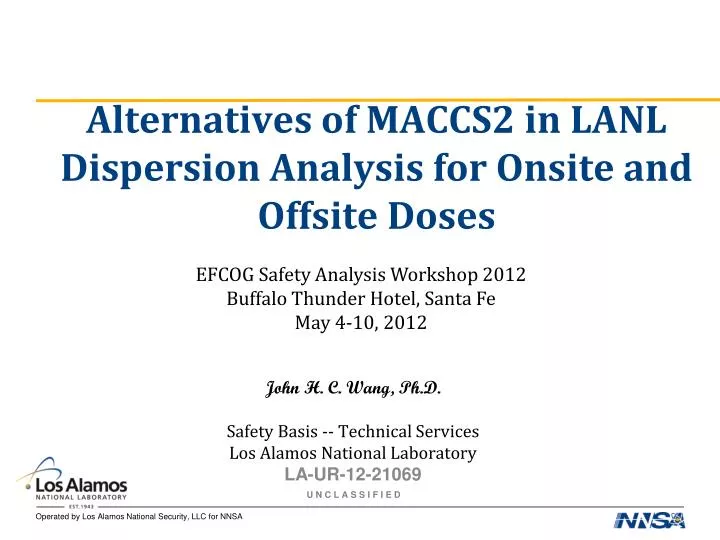 alternatives of maccs2 in lanl dispersion analysis for onsite and offsite doses