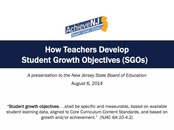 a presentation to the new jersey state board of education august 6 2014