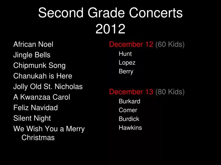 second grade concerts 2012