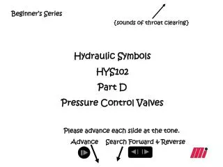 Hydraulic Symbols HYS102 Part D Pressure Control Valves