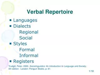 Verbal Repertoire