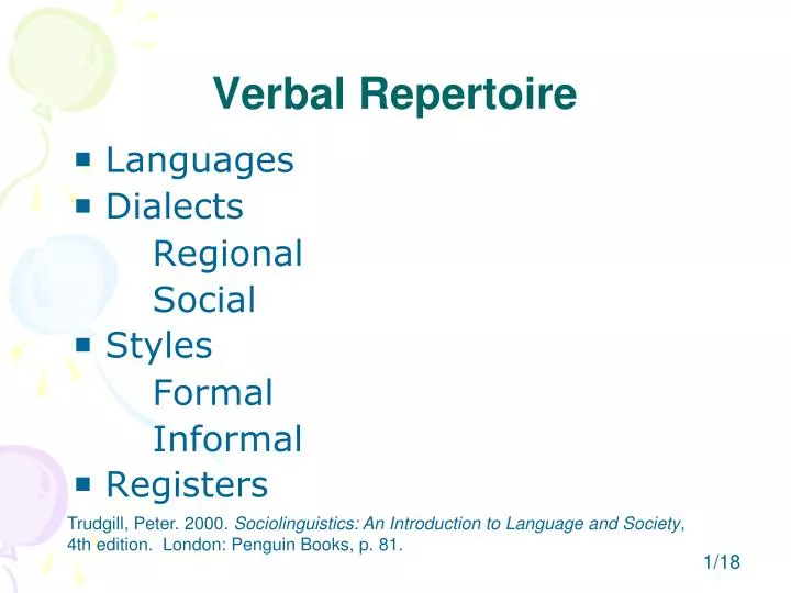 verbal repertoire