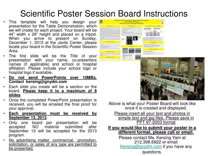 scientific poster session board instructions